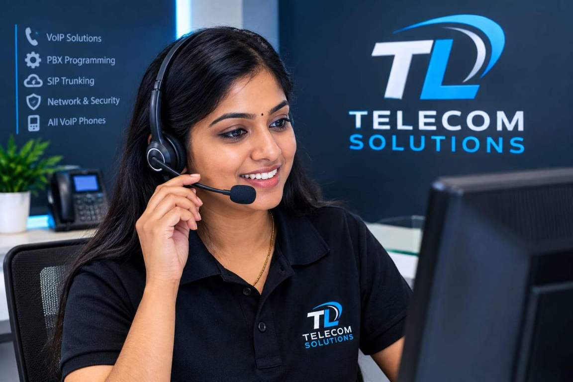 professional call centre agent supporting business cloud PBX